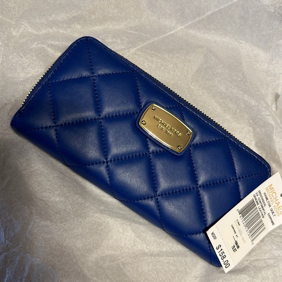 MICHAEL Michael Kors Accessories - Michael Kors Hamilton Quilt  Continental Sapphire Genuine Leather NWT